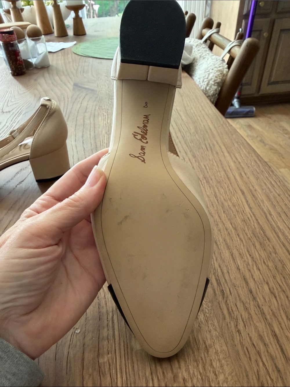 NWOT Sam Edelman Beige and Black Leah short heel - Picture 3 of 9